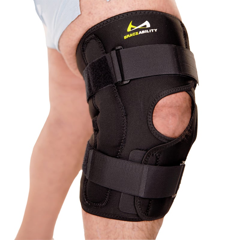 BraceAbility Obesity Hinged Knee Brace Overweight to Plus Size Wrap Around Support for Womens and Mens Arthritis Treatment Bariatric Joint Pain Relief Kneecap Instability Ligament Weakness 4XL